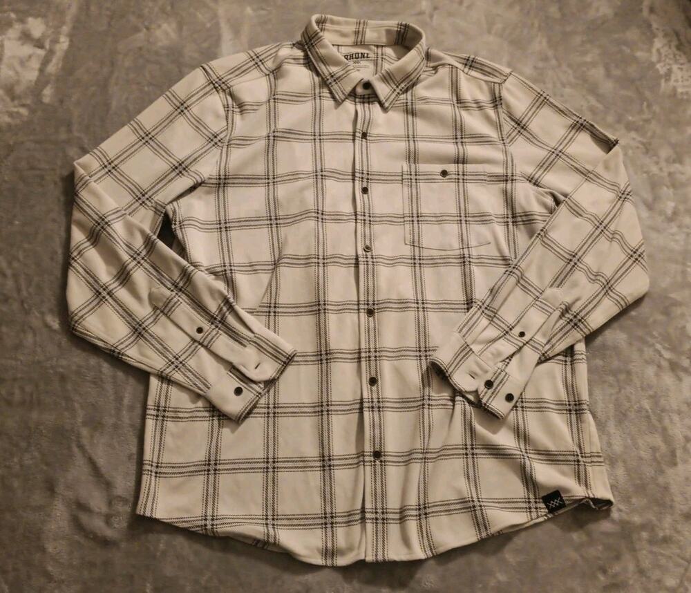 Rhone Hardy Flannel Long Sleeve Button Up Shirt Mens XL Windowpane Stretch